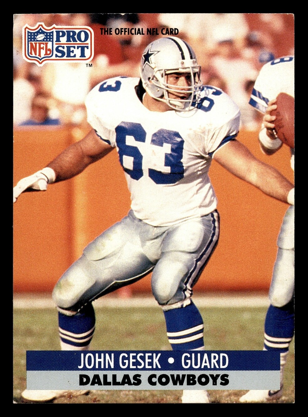 1991 Pro Set 130 John Gesek Football Card Dallas Cowboys Guard
